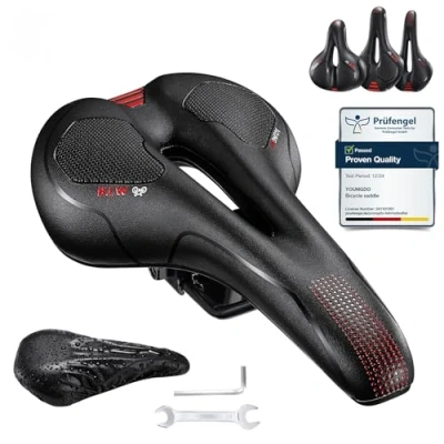 Imagen de YOUNGDO Sillín de bicicleta gel, suave, cómodo, transpirable, amortiguador, ergonómico, con cubierta impermeable