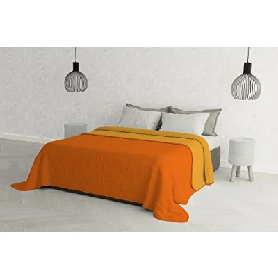 Imagen de Elegant Cama Italiano Lino Verano Colcha Naranja/Amarillo de 260 x 270 cm
