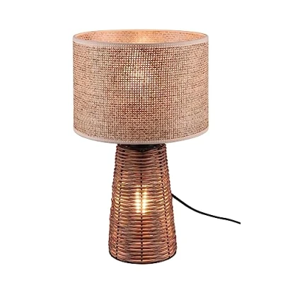 Imagen de Reality, Sobremesa, Straw 1xE27, max.40,0 W max.10,0 Cuerpo: Malla de Rattan, Marron Ø:24,0cm, A:40,5cm Cable interruptor,IP20,Sin bombilla,Fuente luz reemplazable por