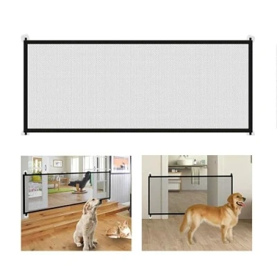 Imagen de Barrera Seguridad Perros, Escalera 180 x 72 cm Puerta Perros Plegable y Portátil Sin Taladrar para Escaleras Pasillos Cocinas, Negro, 1 Piezas