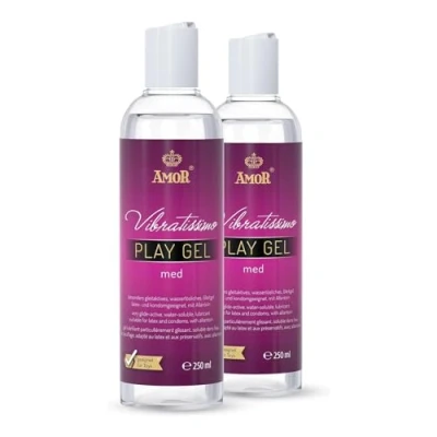 Imagen de Vibratissimo Play Gel med 2x250 ml I lubricante sensible con la piel Geles a base de agua adecuado para juguetes silicona y condones látex lubricación