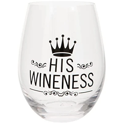 Imagen de Vaso de copa vino sin tallo &#039;His Wineness&#039;, 530 ml, en caja regalo