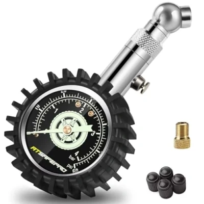 Imagen de ATsafepro Medidor de presión neumáticos Preciso Auto 60psi 4bar con gran cara luminosa 2 &quot;Mecánico profesional Bourdon manometro presion neumaticos para motocicleta Coche ATV SUV