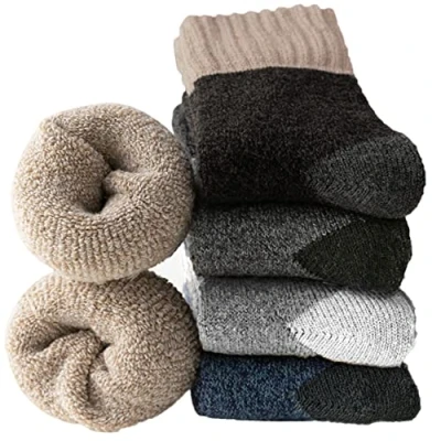 Imagen de Josnown Calcetines Termicos para Hombre, 5 Pares Gruesos y Cálidos de Lana, Diseño Suave Acogedor Rizo Completo, Cómodos Transpirables Invierno Frío, Talla 39 45