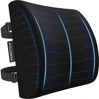 Imagen de FORTEM Cojín Lumbar Silla Oficina, Cojin Coche, Respaldo para de Juegos, Ergonomico, Espuma Viscoelástica, Escritorio, Funda Lavable