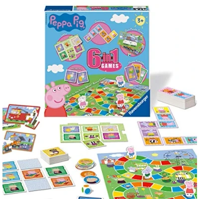 Imagen de Ravensburger Peppa Pig Juego de compendio 6 en 1 para niños 3 años adelante: Bingo, Memoria, dominó, Serpientes y escaleras, Damas Cartas