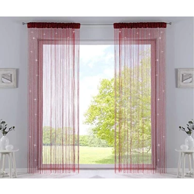 Imagen de Gardinenbox 20303CN2 Juego de 2 Cortinas Hilos (250 x 140 cm), Color Rojo