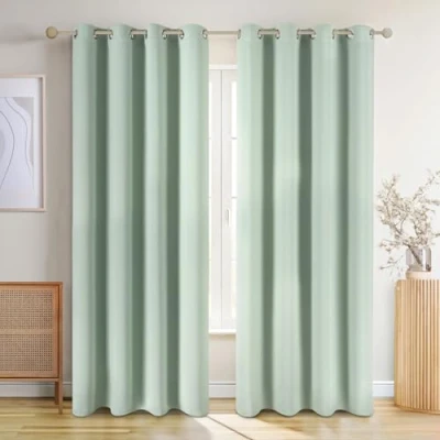 Imagen de Blumtal Cortinas Opacas 2 Piezas 245x140cm Salon Dormitorio con Ojal termicas aislantes Frio y Calor Comedor para Verdes