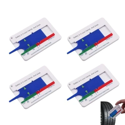 Imagen de Eupneicu Medidor De Profundidad La Banda Rodadura Del Neumático Rango 0 20mm, Neumáticos, Ajustable Para Motocicleta Y Automóvil [4 Pcs]