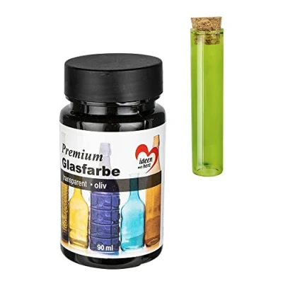 Imagen de Ideen mit Herz Pintura para cristal premium, transparente, resistente al agua, 90 ml (oliva)