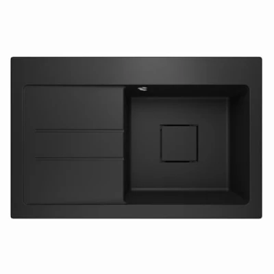 Imagen de Lavello Qube 1.0 Fregadero de granito con escurridor y desagüe oculto 1.0, color negro