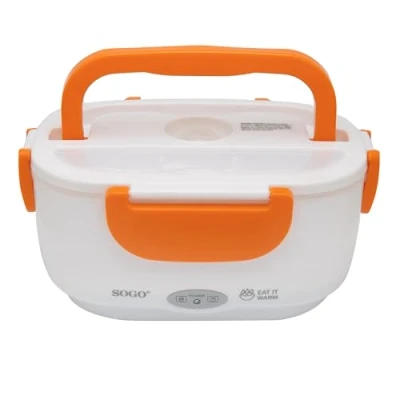Imagen de SOGO 11960 Fiambrera Taper Eléctrico con Dos Compartimentos 0.45L y 0.65 L, mantiene la comida caliente en el coche o trabajo, 40 W, 220 240V, sin BPA, Blanco