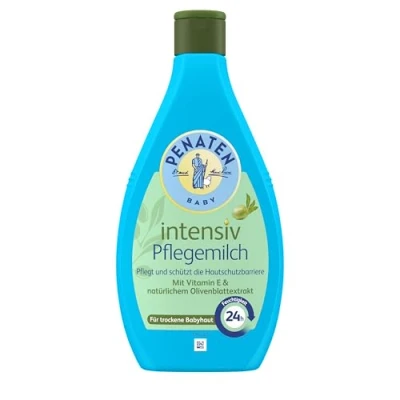 Imagen de PENATEN Leche de cuidado intensivo (400 ml), loción corporal para bebés intensiva y rápida absorción en botella reciclable hidrata durante 24 horas, protege cuida con vitamina E extracto