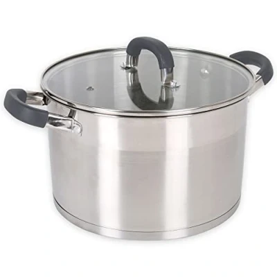 Imagen de Quttin Olla Profesional Induccion, Cocina Horno Acero Inoxidable Antiadherente. Mediana Con Tapa. Apta Para Todo Tipo de Cocinas. Inducción, Gas, Vitro. Cacerola 26 cm. Modelo Heleom