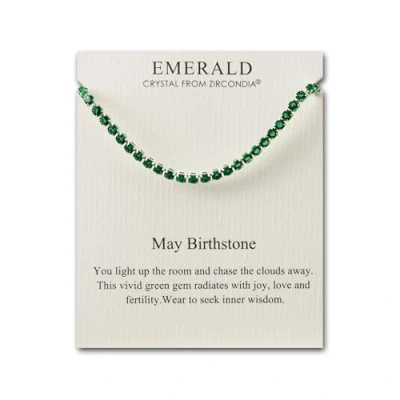 Imagen de Philip Jones Pulsera de la amistad con piedra natal mayo cristales esmeralda Zircondia®, Cristal, Cristal Verde