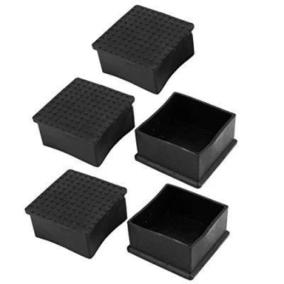 Imagen de sourcing map 5Pcs Goma 60mmx60mm Silla Mesa Pie Cuadrado Tapa Muebles Pata Tapas