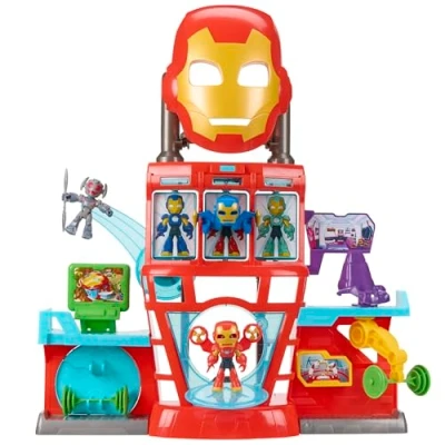 Imagen de Iron Man and His Awesome Friends Marvel, Set de Juego Cuartel General electrónico para niños y niñas