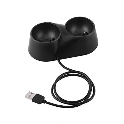 Imagen de ASHATA Estación de Carga PS4 VR, Acoplamiento Cargador Dual Gamepad Base Realidad Virtual, Mover simultáneamente para Play Station 4 Controlador VR