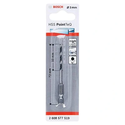 Imagen de Bosch Professional Brocas de vástago hexagonal PointTeQ, para metal, diámetro: 3 mm, ¼&quot;, accesorios taladro impacto y atornillador