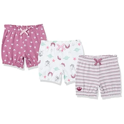 Imagen de Amazon Essentials Disney Marvel Star Wars Princess Pantalones Cortos Bombachos Bebé Niña, Pack de 3, Tiny Rebel, Prematuro