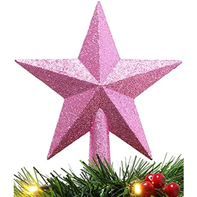 Imagen de Christmas Concepts® 20cm Glitter Tree Topper Adorno para la Punta del árbol de Navidad (Rosa bebé)