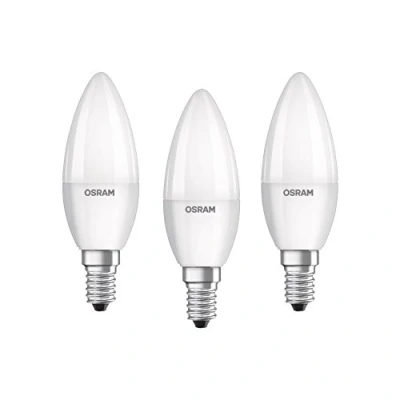 Imagen de Osram bombilla LED E14 BASE Classic B 40 4,9 W equivalente a incandescente, vela/mate, blanco cálido 2700 K, paquete de 3