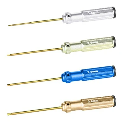 Imagen de Neewer Kit de 4 desornilladores hexagonales nitruro Titanio con Mangos Colores. Compatible tornilos 1,5mm; 2mm; 2,5mm y 3mm