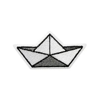 Imagen de Papiroflexia Barco Parches termoadhesivos bordados aplique para ropa, tamaño: 5 x 2,8 cm