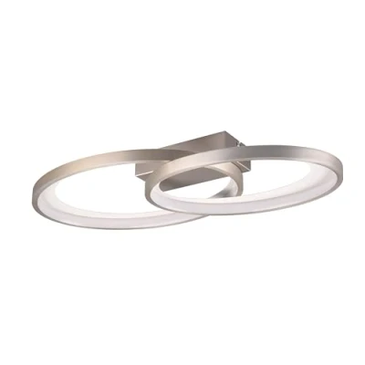 Imagen de Reality Leuchten Plafón LED Malaga con 2 anillos, níquel mate