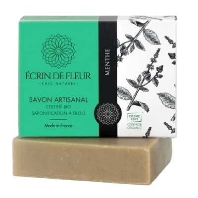Imagen de Écrin de Fleur Jabón Menta 3 en 1, para Hombre, Artesanal Orgánico, Saponificado Frío, 1x90g