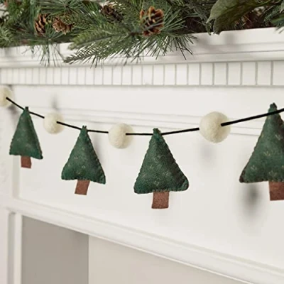 Imagen de Lights4fun Decoración de Navidad Guirnalda Artificial Árbol Navideño en Fieltro 1,3m para Adorno Interiores