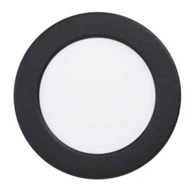 Imagen de Eglo Fueva 6 foco LED empotrable redondo para baño, lámpara de baño plástico en negro, plano, color luz blanco cálido y frío, IP44, diámetro 11,7 cm