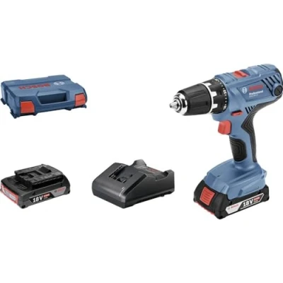 Imagen de Bosch Professional 18V System GSR 21 Atornillador a batería (55 Nm, Ø máx. tornillo 10 mm, 2 baterías x 2,0 Ah, en L Case)