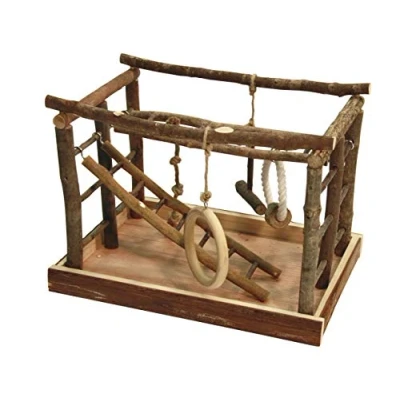 Imagen de Parque de juego para pájaros madera natural y algodón, 35 x 25 cm