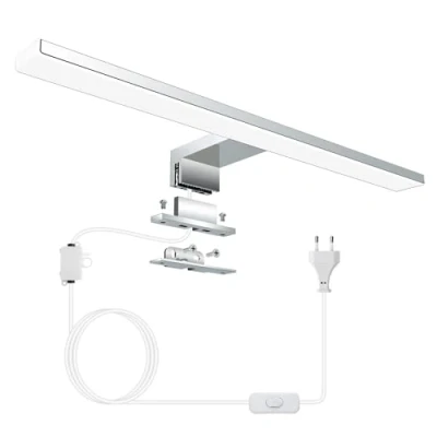 Imagen de Azhien Lámpara de Espejo Baño LED 10W 820lm,Blanco Frio 6500K Pared con Enchufe,Montaje 3 en 1,40CM IP44 Aplique para Armario Espejo,230V,400mm