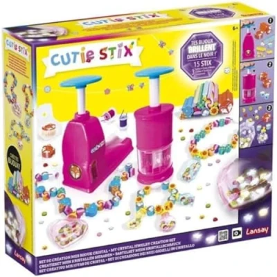 Imagen de Lansay Cutie STIX, Kit de creación mis Joyas Cristal para niños Desde 6 años, fabricación Pulseras y Collares niños, Corta CREA Tus Perlas, Brilla en la Oscuridad
