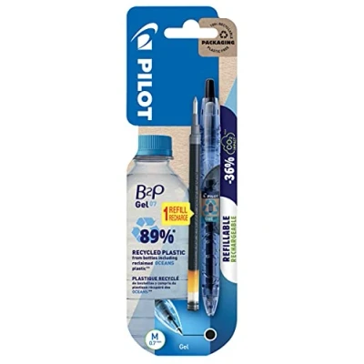 Imagen de Pilot Pen 2719701BM B2P Bottle to Pen, Begreen Bolígrafo de gel recargable (incluye mina repuesto), color negro