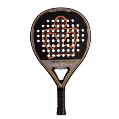 Imagen de Black Crown Pala de Pádel Piton Premium Forma Redonda Control y Potencia Peso 355 gr Marco 38 mm con Doble Tubular Fibra Carbono 80% Resistente Nivel Profesional