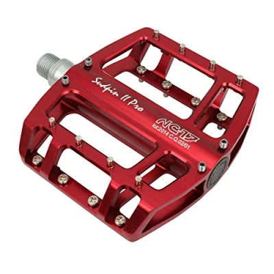 Imagen de NC 17 Sudpin II Pro Aluminium Pedales de Bicicleta, Dos rodamientos+Eje CR Mo, Incluye Patillas Repuesto Rojo