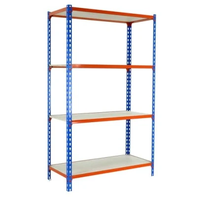 Imagen de Simon Rack Estanteria Metalica, 1500x1200x400 mm, 4 Baldas de Madera, 200 kg Punto Flexión, Estanterias Almacenaje, Azul/Naranja/Madera Maderclick