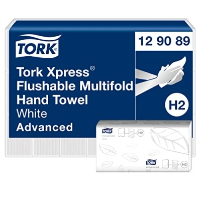 Imagen de Tork Xpress 129089 toallas de mano papel Advanced/Toallitas secamanos compatibles con el sistema H2 / 4200 2 capas/Blanco