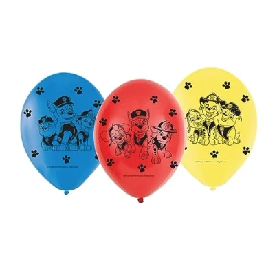 Imagen de Amscan 9903825 Paw Patrol Globos de látex (6 unidades), color rojo, azul y amarillo , color/modelo surtido