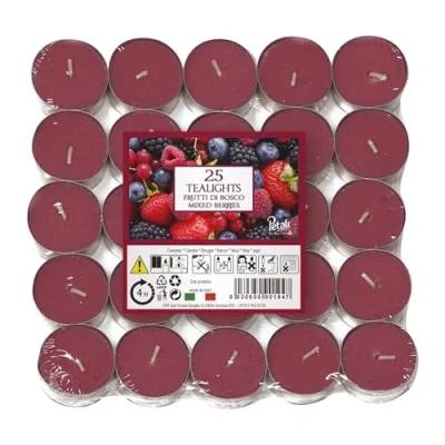 Imagen de Price&#039;s Petali Brand velas perfumadas Paquete de 25 té 4 horas tiempo combustión Disponible en múltiples aromas (bayas mixtas)