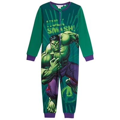 Imagen de Marvel The Incredible Hulk pijama de forro polar para niños, todo en uno, con cremallera, ropa dormir, verde, 5 6 Years