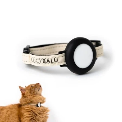 Imagen de LucyBalu® collar para gatos AirTag Premium resistente de nailon rastreador compatible con Apple Tamaño ajustable correa
