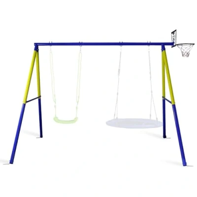 Imagen de CCLIFE Columpio Infantil MAX.200kg Jardin Exterior para Niños con Estructura de Metal Solo el Marco