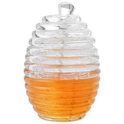 Imagen de VIFER Honey Jar 265ML Tarro de Miel Transparente en Forma Colmena para Almacenar y Dispensar