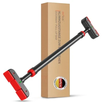 Imagen de DH FitLife Barra de dominadas para marco puerta sin tornillos Pull Up Bar Doorway enroscar entrenador espalda 72 92 cm con nivel burbuja
