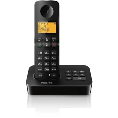 Imagen de PHILIPS Teléfono Inalambrico Casa D2651B/01 Single Fijo con Contestador Automático Pantalla de 1&#039;6 Pulgadas Agenda Reconocimiento Números Amplio Alcance Negro