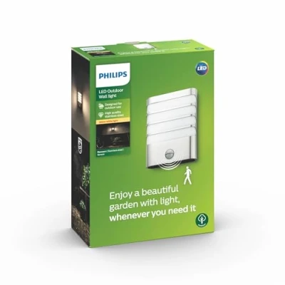 Imagen de Philips myGarden Raccoon Aplique, iluminación exterior, con sensor de movimiento, LED, luz blanca cálida, IP44, color gris